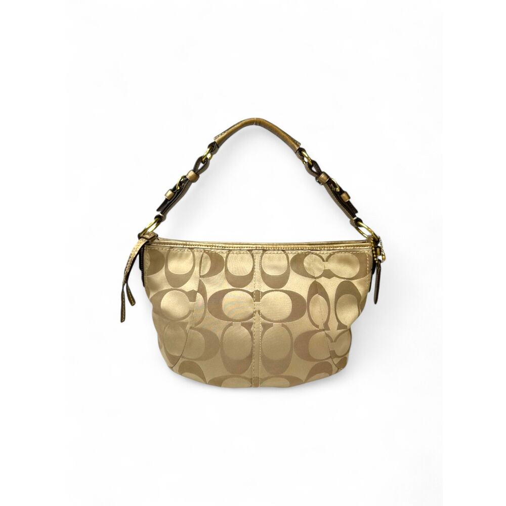 Coach Vintage Signature Sateen Gold Hobo Bag